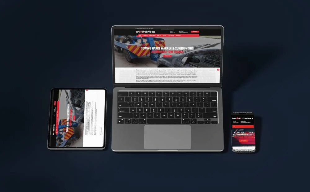 Eran Towing logo and website design by ONE100 Marketing Solutions